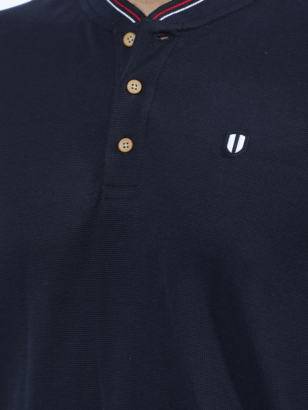 Numero Uno Men Navy Blue Henley Collar Polo T-Shirt